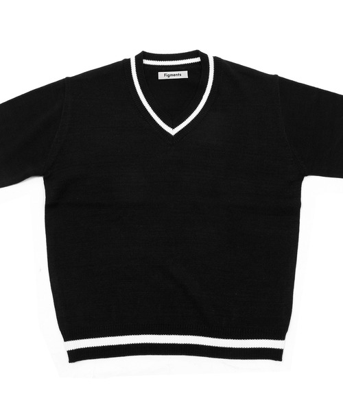 Figments（フィグメンツ）の「オーバースクールニット（ニット/セーター・レディース・ブラック/オフホワイト・FREE）」の7枚目の写真