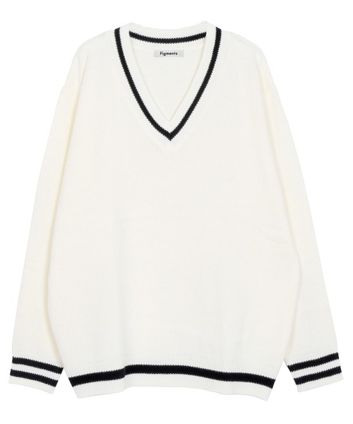 Figments（フィグメンツ）の「オーバースクールニット（ニット/セーター・レディース・ブラック/オフホワイト・FREE）」の10枚目の写真