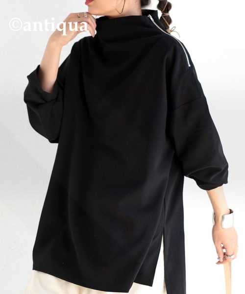 サイドジップトップス（Tシャツ/カットソー）｜antiqua