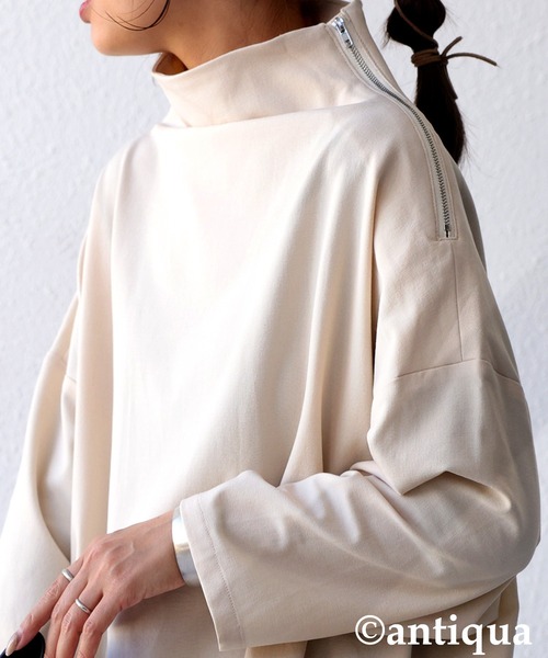サイドジップトップス（Tシャツ/カットソー）｜antiqua