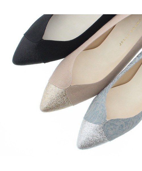 JELLY BEANS（ジェリービーンズ）の「グリッタートゥパンプス<ふわさら>(125-59012)JELLY BEANS(ジェリービーンズ)（パンプス・レディース・ブラック/ベージュ/ブルー・21.5/24.5/23.5/25/22/25.5/22.5/23/24）」の10枚目の写真