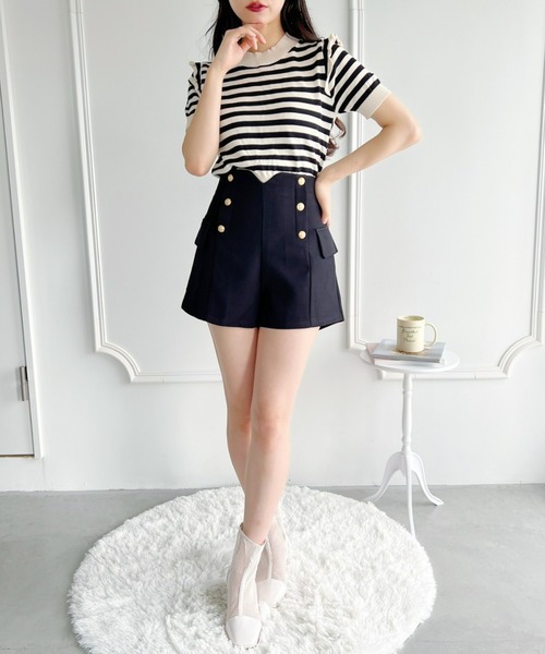 Loueme（ルエム）の「ゴールドボタンハイウエストショートパンツ（その他パンツ・レディース・ブラック/ブラウン・FREE/M/S）」の8枚目の写真