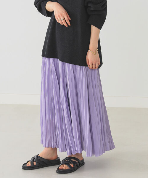 B:MING by BEAMS（ビーミングバイビームス）の「B:MING by BEAMS / ワッシャー プリーツ スカート 22SS（スカート・レディース・ラベンダー/ライトベージュ/ブラウン・SMALL/MEDIUM）」の3枚目の写真