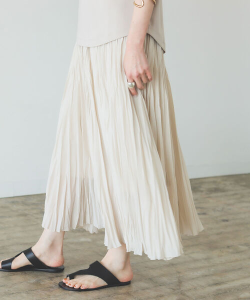 B:MING by BEAMS（ビーミングバイビームス）の「B:MING by BEAMS / ワッシャー プリーツ スカート 22SS（スカート・レディース・ラベンダー/ライトベージュ/ブラウン・SMALL/MEDIUM）」の2枚目の写真
