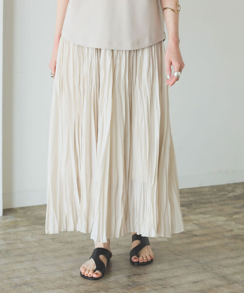 B:MING by BEAMS（ビーミングバイビームス）の「B:MING by BEAMS / ワッシャー プリーツ スカート 22SS（スカート・レディース・ラベンダー/ライトベージュ/ブラウン・SMALL/MEDIUM）」の8枚目の写真