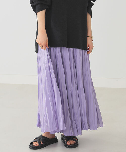 B:MING by BEAMS（ビーミングバイビームス）の「B:MING by BEAMS / ワッシャー プリーツ スカート 22SS（スカート・レディース・ラベンダー/ライトベージュ/ブラウン・SMALL/MEDIUM）」の14枚目の写真