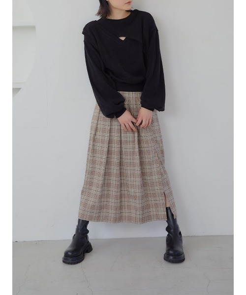 Ayla(アイラ)の「long check skirt(スカート・レディース・アッシュブラウン・FREE)」の7枚目の写真