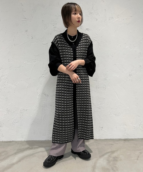 apres jour mignon（アプレジュールミニョン）の「ジャガードジレ【ZOZOTOWN限定アイテム】（ベスト・レディース・ブラック/ベージュ/グリーン・フリー/X-LARGE）」の3枚目の写真