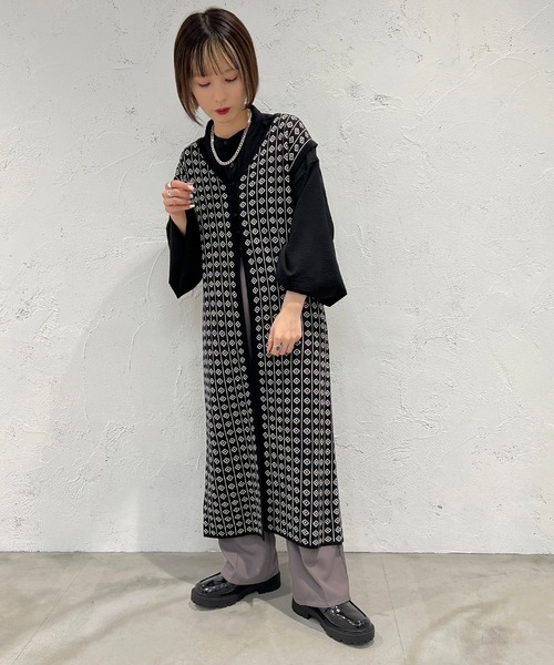 apres jour mignon（アプレジュールミニョン）の「ジャガードジレ【ZOZOTOWN限定アイテム】（ベスト・レディース・ブラック/ベージュ/グリーン・フリー/X-LARGE）」の7枚目の写真