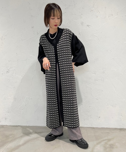 apres jour mignon（アプレジュールミニョン）の「ジャガードジレ【ZOZOTOWN限定アイテム】（ベスト・レディース・ブラック/ベージュ/グリーン・フリー/X-LARGE）」の8枚目の写真