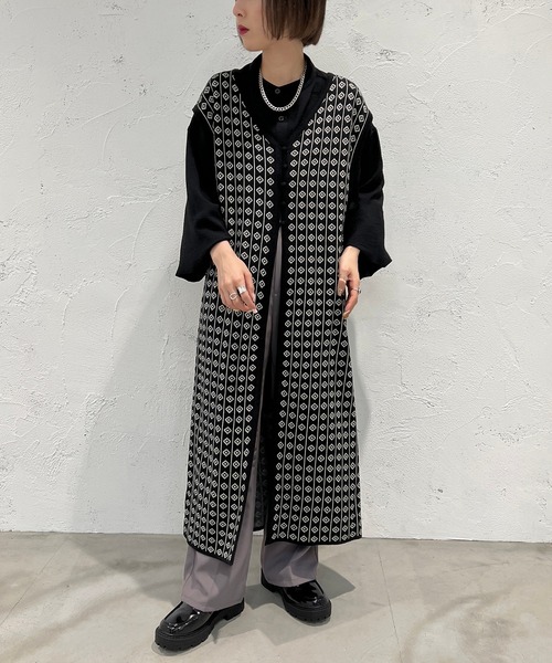 apres jour mignon（アプレジュールミニョン）の「ジャガードジレ【ZOZOTOWN限定アイテム】（ベスト・レディース・ブラック/ベージュ/グリーン・フリー/X-LARGE）」の9枚目の写真