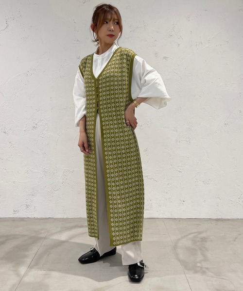 apres jour mignon（アプレジュールミニョン）の「ジャガードジレ【ZOZOTOWN限定アイテム】（ベスト・レディース・ブラック/ベージュ/グリーン・フリー/X-LARGE）」の18枚目の写真