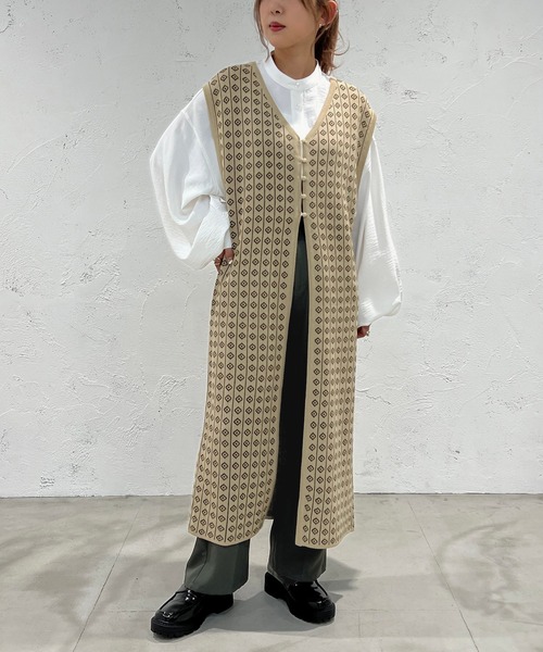 apres jour mignon（アプレジュールミニョン）の「ジャガードジレ【ZOZOTOWN限定アイテム】（ベスト・レディース・ブラック/ベージュ/グリーン・フリー/X-LARGE）」の13枚目の写真