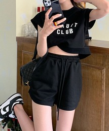 me+em select | 【上下2点セット】CLUB LOGOTシャツ&ショートパンツ セットルームウェア(ルームウェア/パジャマ)