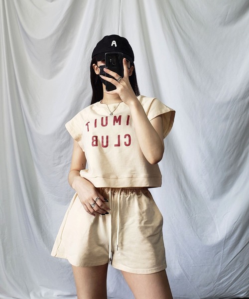 me+em select(ミームセレクト)の「【上下2点セット】CLUB LOGOTシャツ&ショートパンツ セットルームウェア(ルームウェア/パジャマ・レディース・ブラック/ベージュ/グレー/ブルー・FREE)」の22枚目の写真