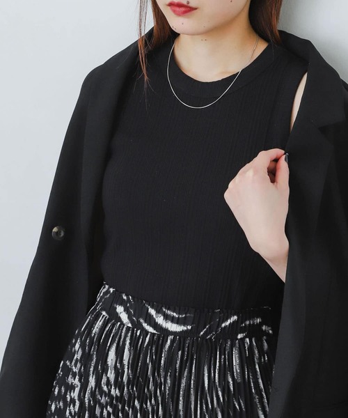 SENSE OF PLACE by URBAN RESEARCH（センスオブプレイスバイアーバンリサーチ）の「ランダムリブアメスリタンクトップ（タンクトップ・レディース・ブラック/オフホワイト/グリーン・ONE）」の3枚目の写真