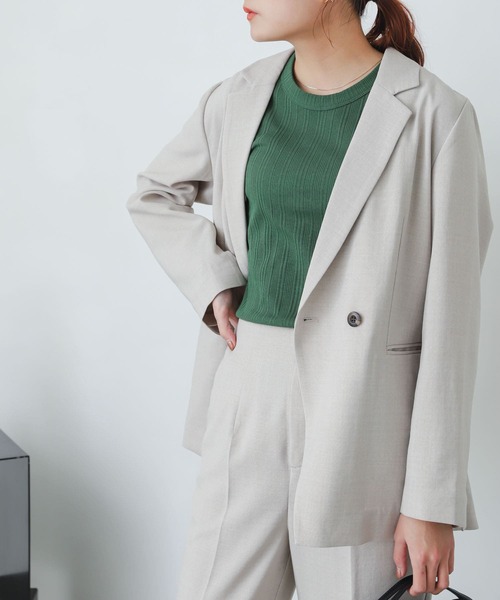 SENSE OF PLACE by URBAN RESEARCH（センスオブプレイスバイアーバンリサーチ）の「ランダムリブアメスリタンクトップ（タンクトップ・レディース・ブラック/オフホワイト/グリーン・ONE）」の6枚目の写真