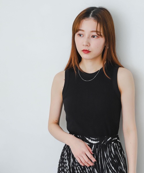 SENSE OF PLACE by URBAN RESEARCH（センスオブプレイスバイアーバンリサーチ）の「ランダムリブアメスリタンクトップ（タンクトップ・レディース・ブラック/オフホワイト/グリーン・ONE）」の9枚目の写真