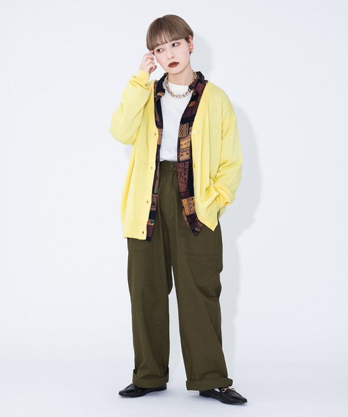 kutir（クティール）の「Vネックカラーカーディガン（カーディガン/ボレロ・レディース・ベージュ/パープル/レッド/ピンク/イエロー/ブルー/グリーン・FREE）」の20枚目の写真