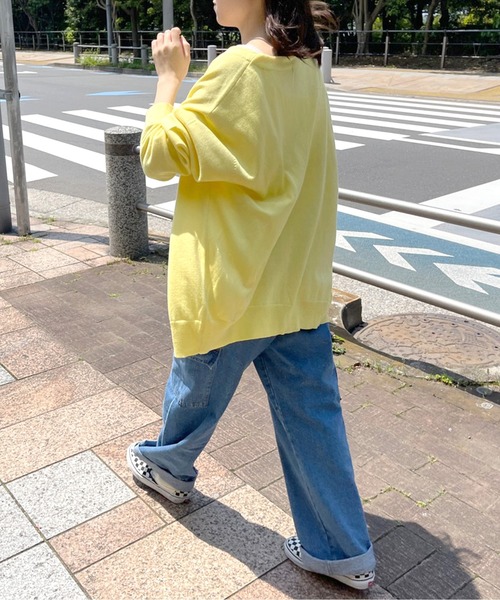 kutir（クティール）の「Vネックカラーカーディガン（カーディガン/ボレロ・レディース・ベージュ/パープル/レッド/ピンク/イエロー/ブルー/グリーン・FREE）」の14枚目の写真