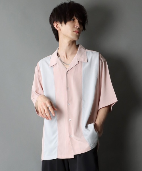 SITRY(シトリー)の「Oversize Drop shoulder panel design Open Collar Shirt/オーバーサイズ ドロップショルダー パネルデザイン オープンカラー シャツ(シャツ/ブラウス・メンズ・チャコールグレー/ライトグレー/ブラック/サックスブルー/グリーン/スモークピンク・M/L)」の6枚目の写真