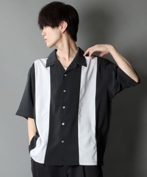 Oversize Drop shoulder panel design Open Collar Shirt/オーバーサイズ ドロップショルダー パネルデザイン オープンカラー シャツ