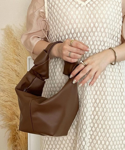 shopnikoniko（ショップニコニコ）の「ノット ワンハンドルバッグ ハンドバッグ　ミニバッグ（ハンドバッグ・レディース・ベージュ/ブラウン/ホワイト/ブラック・フリー）」の5枚目の写真