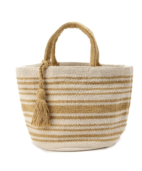 SHOO・LA・RUE（シューラルー）の「◆【インド綿】丸底ボーダートート（トートバッグ・レディース・ベージュ系その他2/ブラック系2/イエロー系2・00）」の13枚目の写真