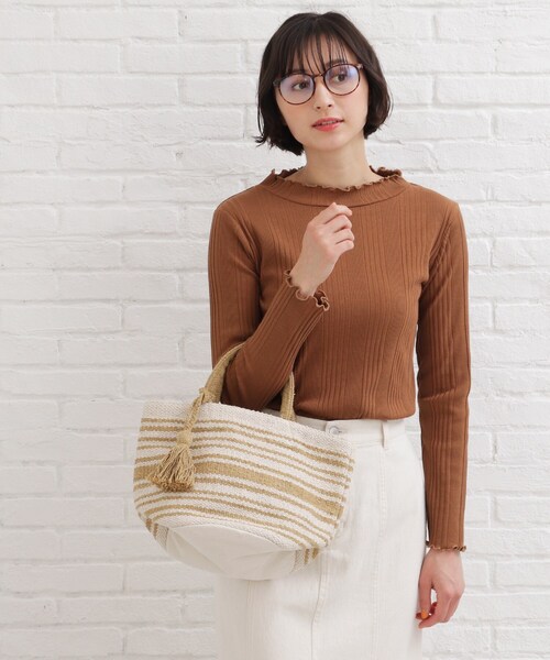 SHOO・LA・RUE（シューラルー）の「◆【インド綿】丸底ボーダートート（トートバッグ・レディース・ベージュ系その他2/ブラック系2/イエロー系2・00）」の16枚目の写真