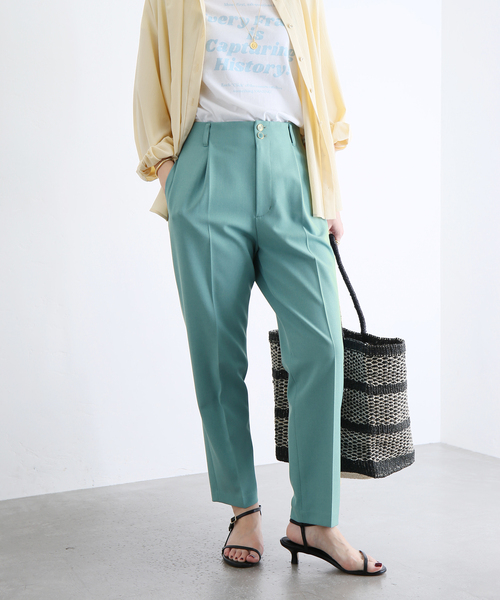 La TOTALITE(ラトータリテ)の「メランジツイルテーパードパンツ(その他パンツ・レディース・スカイブルー/ベージュ系その他/グリーン・38/36)」の2枚目の写真
