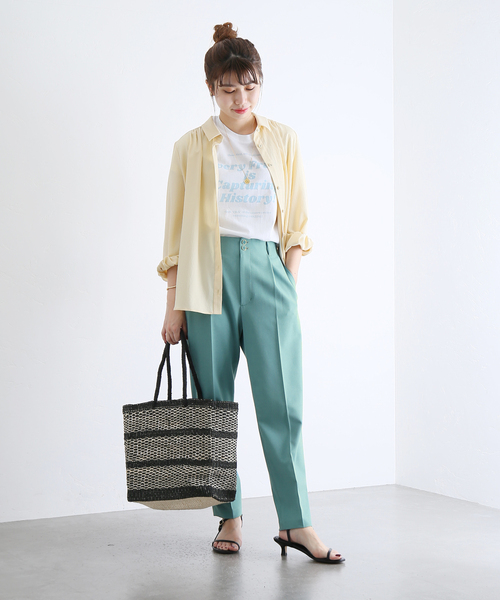La TOTALITE(ラトータリテ)の「メランジツイルテーパードパンツ(その他パンツ・レディース・スカイブルー/ベージュ系その他/グリーン・38/36)」の4枚目の写真