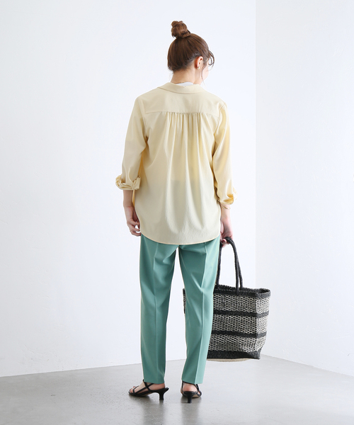 La TOTALITE(ラトータリテ)の「メランジツイルテーパードパンツ(その他パンツ・レディース・スカイブルー/ベージュ系その他/グリーン・38/36)」の6枚目の写真