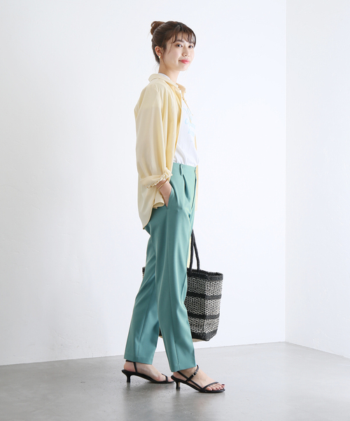 La TOTALITE(ラトータリテ)の「メランジツイルテーパードパンツ(その他パンツ・レディース・スカイブルー/ベージュ系その他/グリーン・38/36)」の7枚目の写真