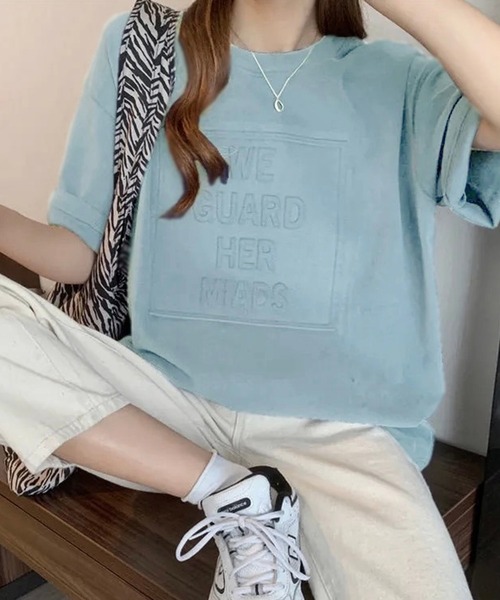 AsRiRe(アスリレイ)の「【AsRiRe】オーバーサイズ 立体ロゴTシャツ(Tシャツ/カットソー・レディース・ホワイト/ライトブルー/ブラック/ベージュ/グレー/グリーン/モカ・M)」の7枚目の写真