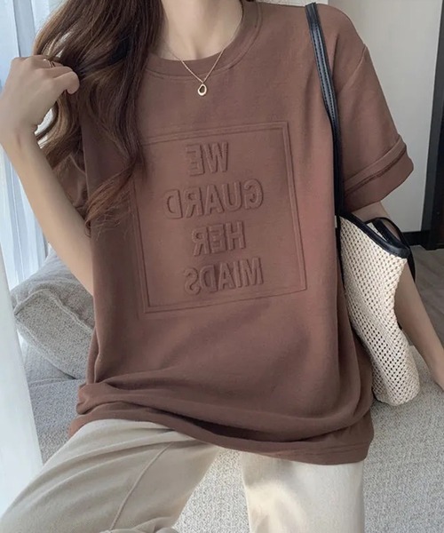 AsRiRe(アスリレイ)の「【AsRiRe】オーバーサイズ 立体ロゴTシャツ(Tシャツ/カットソー・レディース・ホワイト/ライトブルー/ブラック/ベージュ/グレー/グリーン/モカ・M)」の14枚目の写真