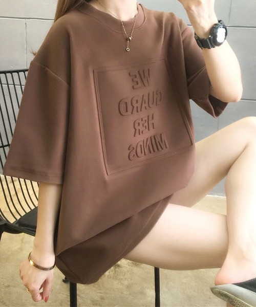 AsRiRe(アスリレイ)の「【AsRiRe】オーバーサイズ 立体ロゴTシャツ(Tシャツ/カットソー・レディース・ホワイト/ライトブルー/ブラック/ベージュ/グレー/グリーン/モカ・M)」の18枚目の写真