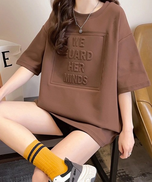 AsRiRe(アスリレイ)の「【AsRiRe】オーバーサイズ 立体ロゴTシャツ(Tシャツ/カットソー・レディース・ホワイト/ライトブルー/ブラック/ベージュ/グレー/グリーン/モカ・M)」の11枚目の写真