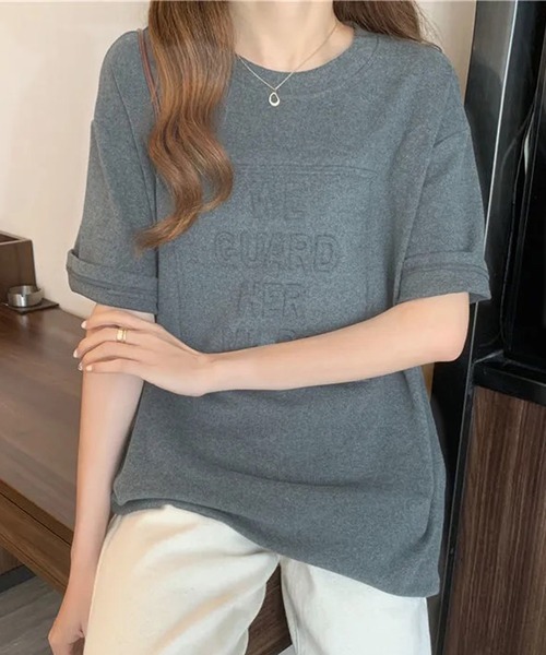 AsRiRe(アスリレイ)の「【AsRiRe】オーバーサイズ 立体ロゴTシャツ(Tシャツ/カットソー・レディース・ホワイト/ライトブルー/ブラック/ベージュ/グレー/グリーン/モカ・M)」の16枚目の写真