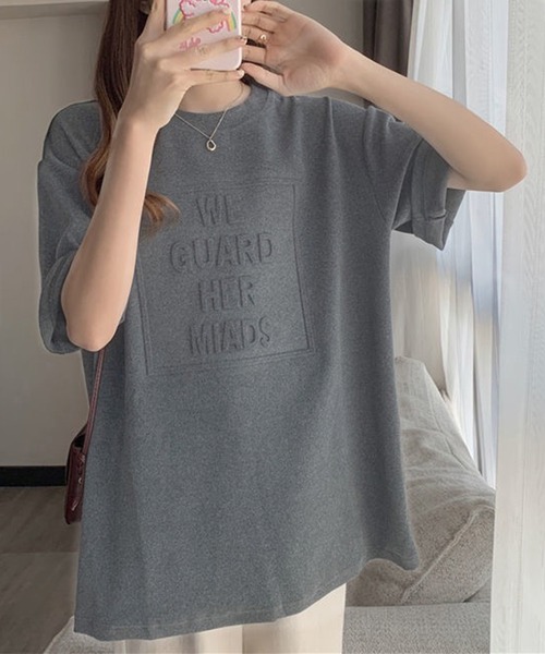 AsRiRe(アスリレイ)の「【AsRiRe】オーバーサイズ 立体ロゴTシャツ(Tシャツ/カットソー・レディース・ホワイト/ライトブルー/ブラック/ベージュ/グレー/グリーン/モカ・M)」の10枚目の写真