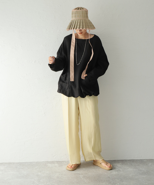 ARMEN(アーメン)の「【ARMEN/アーメン】 LINEN PLAIN CREW P/O BL:ブラウス(シャツ/ブラウス・レディース・ホワイト/ブラック・SMALL)」の4枚目の写真
