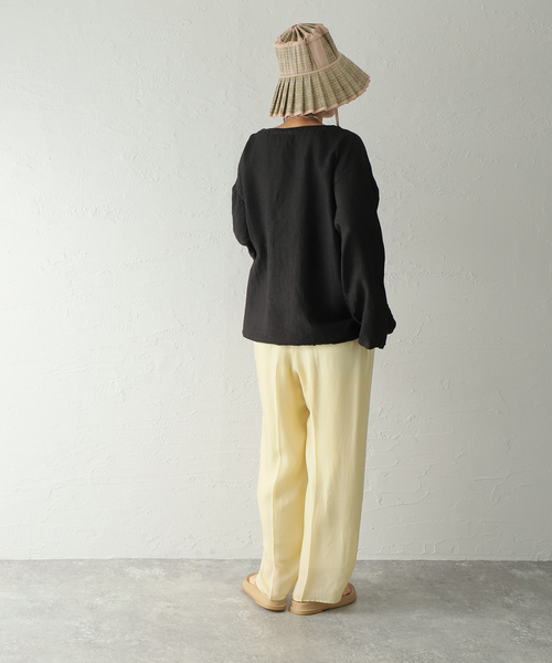 ARMEN(アーメン)の「【ARMEN/アーメン】 LINEN PLAIN CREW P/O BL:ブラウス(シャツ/ブラウス・レディース・ホワイト/ブラック・SMALL)」の6枚目の写真