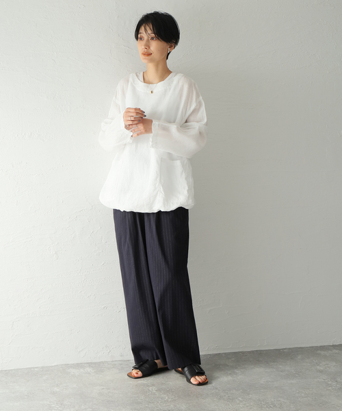 ARMEN(アーメン)の「【ARMEN/アーメン】 LINEN PLAIN CREW P/O BL:ブラウス(シャツ/ブラウス・レディース・ホワイト/ブラック・SMALL)」の8枚目の写真