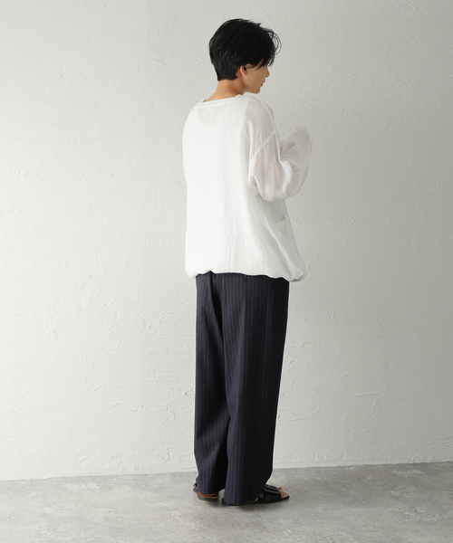 ARMEN(アーメン)の「【ARMEN/アーメン】 LINEN PLAIN CREW P/O BL:ブラウス(シャツ/ブラウス・レディース・ホワイト/ブラック・SMALL)」の9枚目の写真
