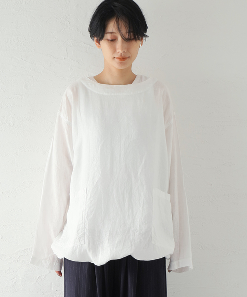 ARMEN(アーメン)の「【ARMEN/アーメン】 LINEN PLAIN CREW P/O BL:ブラウス(シャツ/ブラウス・レディース・ホワイト/ブラック・SMALL)」の20枚目の写真