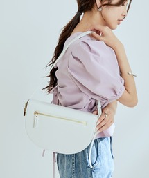 VIS | リサイクルフェイクレザーフロントジップハーフムーンショルダー【sustainable】(ショルダーバッグ)