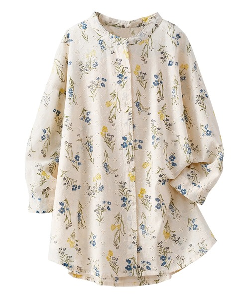 BELLUNA PLUS（ベルーナ）の「オーバーレース素材プリントブラウス（シャツ/ブラウス・レディース・ネイビー/アイボリー・MEDIUM/X-LARGE/LARGE）」の3枚目の写真