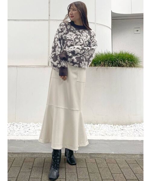 MERCURYDUO（マーキュリーデュオ）の「ハイウエストフェイクレザースカート（スカート・レディース・ブラウン/アイボリー・SMALL/MEDIUM）」の22枚目の写真