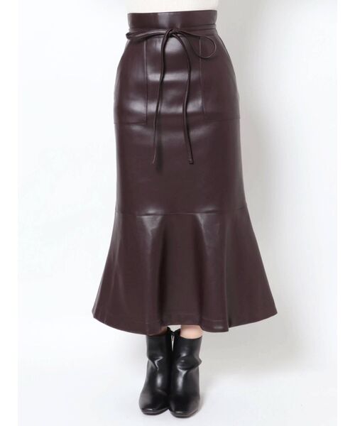 MERCURYDUO（マーキュリーデュオ）の「ハイウエストフェイクレザースカート（スカート・レディース・ブラウン/アイボリー・SMALL/MEDIUM）」の20枚目の写真