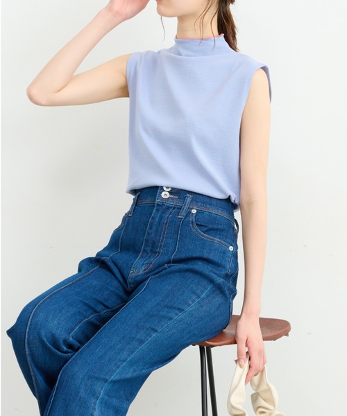 FREE'S MART（フリーズマート）の「細ボーダーノースリーブカットソー（Tシャツ/カットソー・レディース・ブラック系その他/ブルー系その他/ホワイト系その他・FREE）」の9枚目の写真