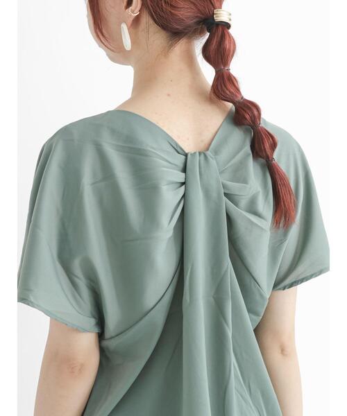 Te chichi TERRASSE（テチチテラス）の「後ろねじりブラウス（シャツ/ブラウス・レディース・ブラック/オフホワイト/グリーン・ﾌﾘ-）」の14枚目の写真